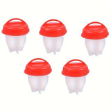 2/5/10 piezas Juego de cocina de huevos de silicona, fabricante de huevos cocidos antiadherentes, tazas de vaporizador resistentes a altas temperaturas, herramienta de cocina sin carga para hervir huevos, contacto con alimentos seguro, utensilios de coci