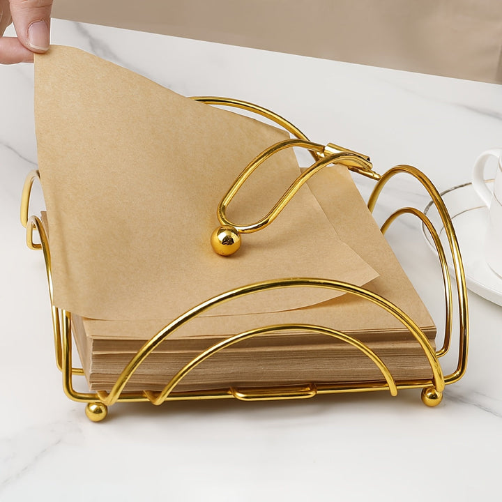 Soporte de Papel de Metal Versátil - Estante de Almacenamiento de Servilletas y Papel Cuadrado para Escritorio, Oficina y Decoración del Hogar | Regalo Perfecto para Navidad, San Valentín, Ramadán