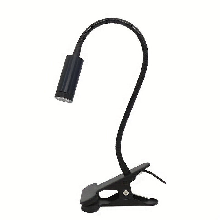 Lámpara de Escritorio con Clip LED USB Flexible con 3 Modos de Iluminación, 10 Niveles de Brillo Regulables, Cuello Ajustable y Sujeción para Cama, Residencia Universitaria o Estudio - Acabado Metálico Mate , Diseño Temático Espacial, Lámparas de Escrito