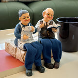 Resina Decoración del hogar para parejas de ancianos: adorables figuras de abuelo y abuela, perfectas para aniversarios de bodas o como regalo para personas mayores.