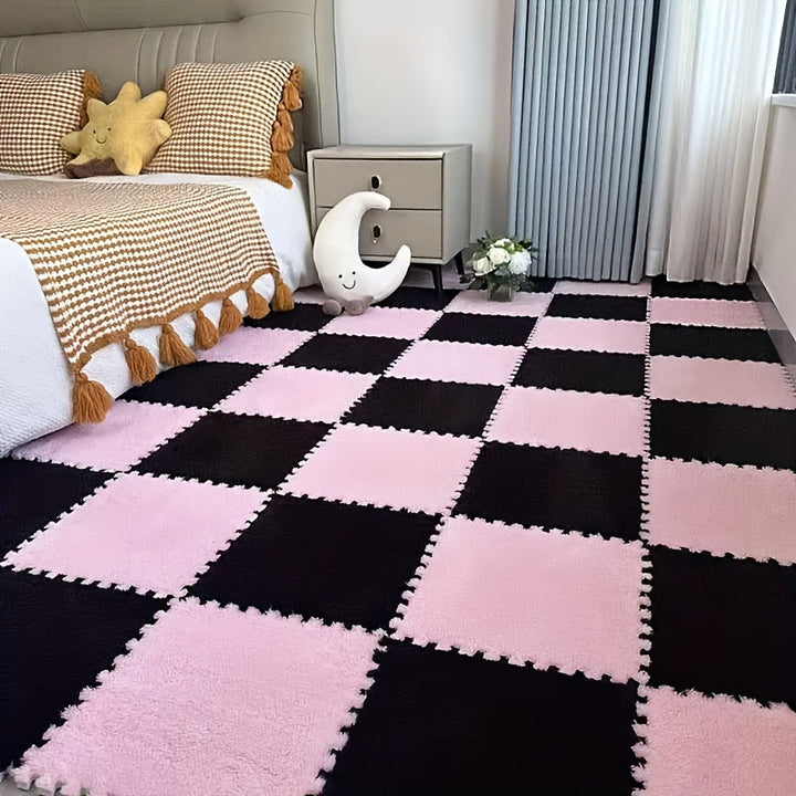 20 piezas de alfombras de espuma creativas, cuadrados de felpa con bordes para habitación, cama, dormitorio, sala, sofá, protección de piso en oficina, decoración, práctica de yoga, DIY, lavables, antideslizantes