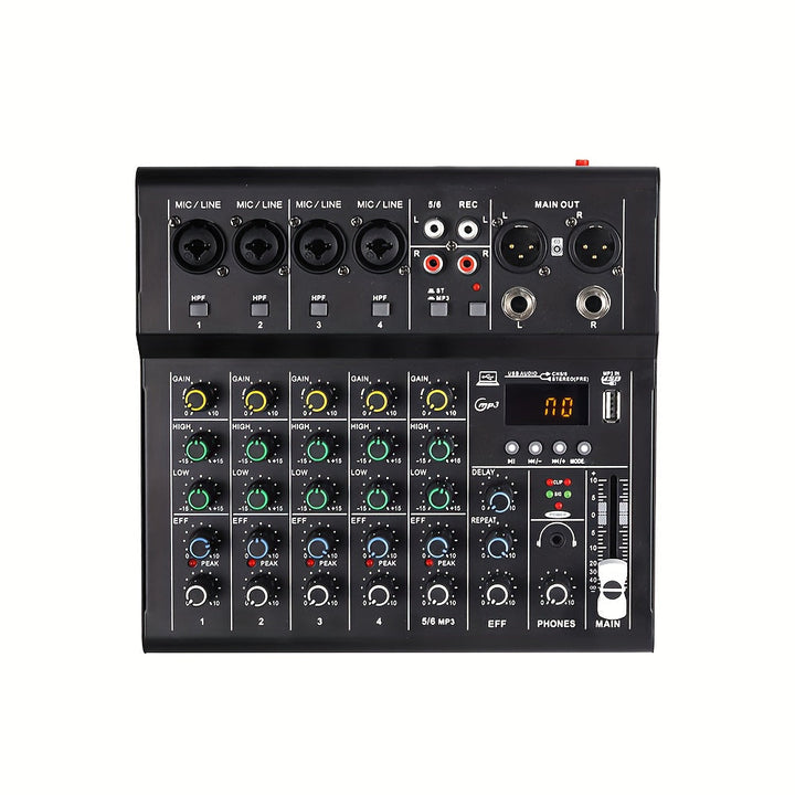 Consola Mezcladora de Audio Metálica Profesional TAVOOSOP de 6 Canales con Interfaz USB, Mezclador de Sonido Portátil para Transmisión en Vivo, Podcasting, DJ y Karaoke - , Sonido de Alta Fidelidad, Grabación Multicanal, Podcasting Escénico y Mezcla Musi