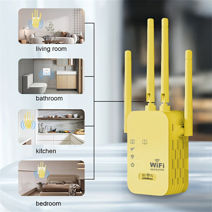 Extensor de WiFi OEKE-1200Mbps - Repetidor/Enrutador inalámbrico, Cobertura de hasta 10,000 pies cuadrados, Antiinterferencias, Ideal para noches de juegos en familia y celebraciones al aire libre - Enchufe estadounidense, Regalo perfecto para cumpleaños