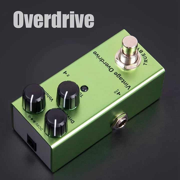 Pedal de efectos mini verde dinámico vintage overdrive para guitarra eléctrica, bloque único, práctico