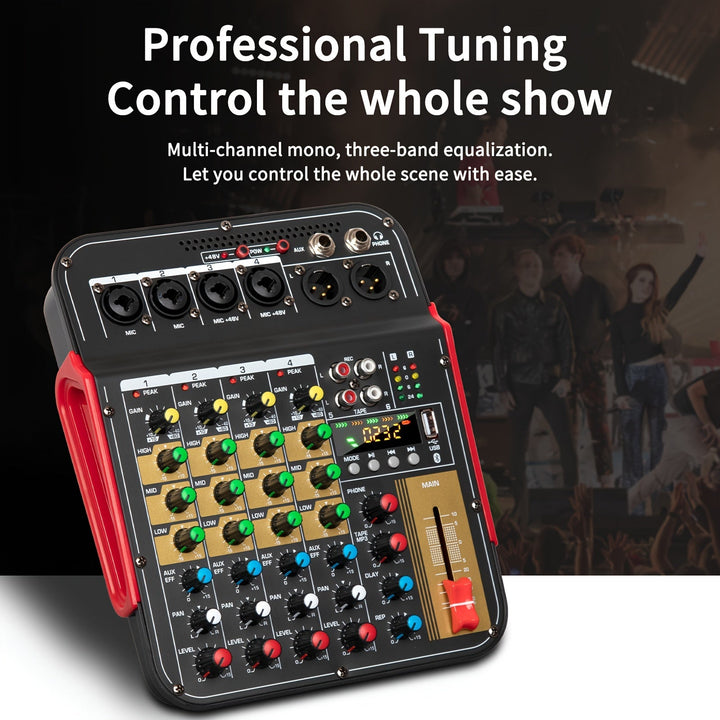 Bomaite 6-canal Mezclador De Sonido Personal Con Efectos De Sonido Audio USB De Grabación Para PC Y Más - ¡Perfecto Para Escenario Y Estudio!