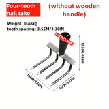 9-Dientes de Acero de Manganeso Desmalezadora Manual, Mango Ergonómico, Desmalezadora Manual Duradera para Jardín Cesped Farmland, Cultivador de Suelo Eficiente para Plantar y Desmalezar, Herramienta de Jardín | Quitamalezas Ergonómico | Rastrillo de Met