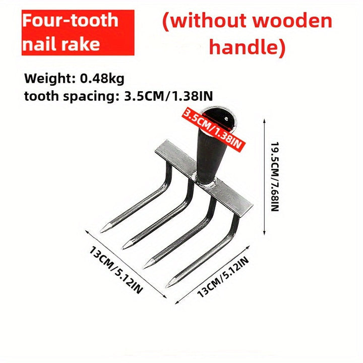 9-Dientes de Acero de Manganeso Desmalezadora Manual, Mango Ergonómico, Desmalezadora Manual Duradera para Jardín Cesped Farmland, Cultivador de Suelo Eficiente para Plantar y Desmalezar, Herramienta de Jardín | Quitamalezas Ergonómico | Rastrillo de Met