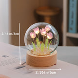 1 lámpara de mesa moderna de tulipán de vidrio soplado a mano, con patrón de flores, control de encendido/apagado, luz decorativa para habitación, incluye fuente de luz - Ideal para Día de la Madre o cumpleaños (pilas no incluidas)