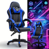 Butaca de Juego Ergonómica Estilo Carreras - Silla de Escritorio Ajustable en Altura con Reposacabezas y Soporte Lumbar, Tela de Poliéster Duradera, Fácil Montaje para Oficina en Casa o Dormitorio, Diseño Deportivo, Asiento Cómodo