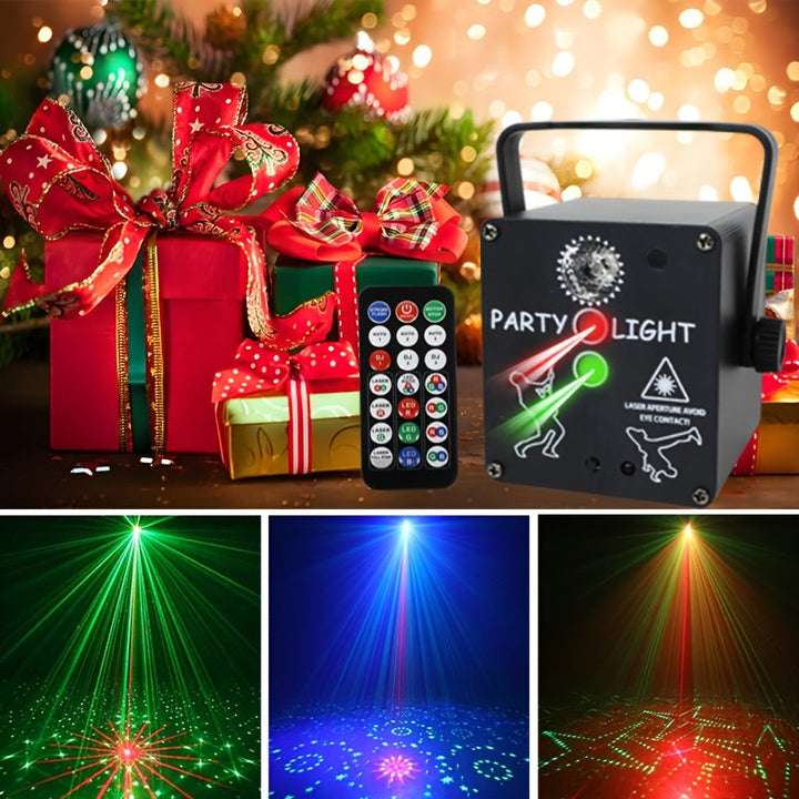 1 unidad de luces LED RGB para fiestas, 3 en 1, USB, con control remoto, proyector de luces estroboscópicas y discoteca, ideal para bares, cumpleaños, clubes, bodas, eventos comerciales y fiestas