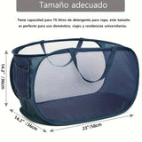 Cestas de ropa plegables duraderas, canasta de ropa de malla con bolsillo lateral, canasta de almacenamiento de ropa plegable con asas de transporte reforzadas para ropa, baño, habitación de niños, dormitorio o viajes