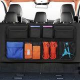 1 Organizador de Maletero y Asiento de Coche Duradero en Poliéster - Bolsa Plegable con 8 Bolsillos y Correas Ajustables, Ideal para Herramientas, Botellas y Accesorios, Perfecto para Almacenamiento en el Vehículo