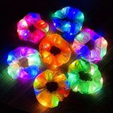 12 piezas de anillos de pelo de intestino grueso luminosos LED, adecuados para niñas y mujeres. Accesorios de luz nocturna de modo multicolor, adecuados para fiestas de carnaval.