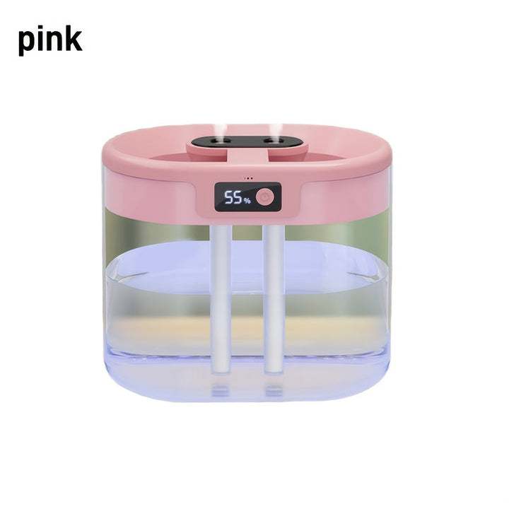 1pc Humidificador USB de doble niebla con pantalla de humedad, material ABS, bajo voltaje 36V o menos, ideal para dormitorio, oficina, sala de estar y uso de escritorio.