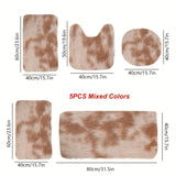 Juego de 5 alfombras de baño de lujo, súper suaves, absorbentes, antideslizantes, gruesas, lavables a máquina, con diseños geométricos, perfectas para decoración moderna del hogar