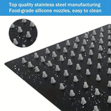 1pc Cabezal De Ducha De Lluvia, Cabezal De Ducha De Lluvia Cuadrado De Acero Inoxidable De Alto Flujo, Diseño De Alta Presión, Experiencia De Ducha Impresionante Incluso Con Bajo Flujo De Agua (8 Pulgadas, Negro Mate), Accesorios De Baño