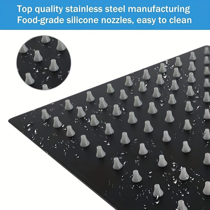 1pc Cabezal De Ducha De Lluvia, Cabezal De Ducha De Lluvia Cuadrado De Acero Inoxidable De Alto Flujo, Diseño De Alta Presión, Experiencia De Ducha Impresionante Incluso Con Bajo Flujo De Agua (8 Pulgadas, Negro Mate), Accesorios De Baño