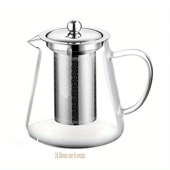 Tetera de Vidrio Grueso Premium con Infusor de Acero Inoxidable - Resistente al Calor, Apta para Lavavajillas para Café, Té en Flor y Hojas Sueltas