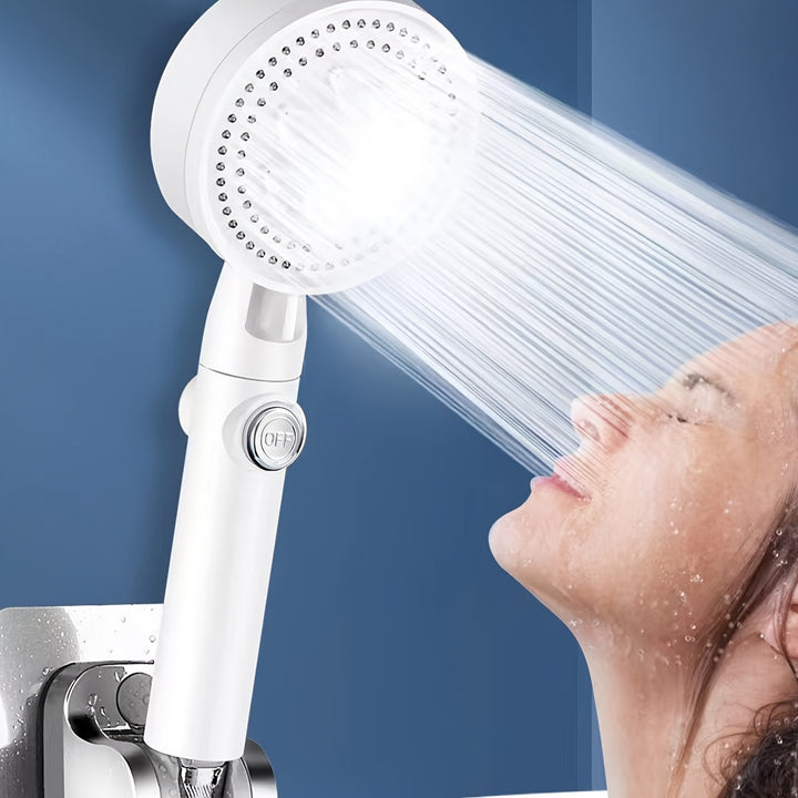 Juego de cabezal de ducha portátil TATUKIKO, montaje en pared, acabado pulido, blanco crema, con presión, con kit de instalación y modo de ahorro de agua, para baño, accesorio de cabezal de ducha|Aspecto moderno|Acabado pulido, cabezal de ducha y manguer