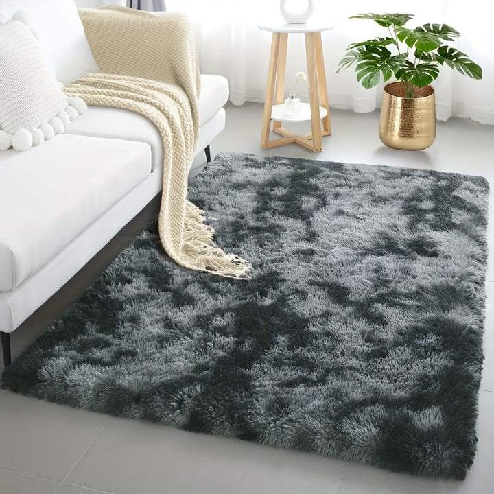 1 Pieza, Alfombra Moderna De Pelo Largo En Gris Oscuro, Suave Y Cómoda, Hecha De Poliéster, Fácil De Cuidar Y Limpiar En Seco, Ideal Para Dormitorio, Sala De Estar Y Estudio, Disponible En Varios Tamaños