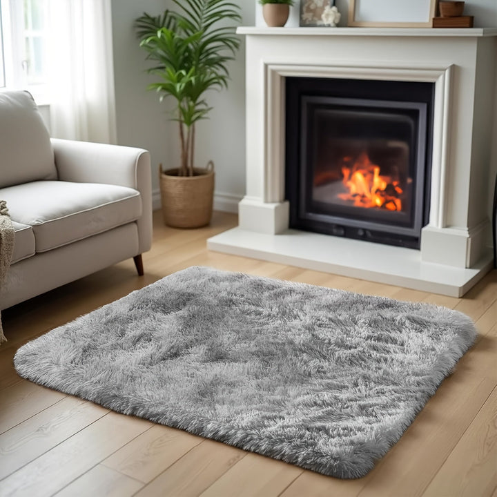 Alfombra grande para sala, diseño tie-dye en tono gris agua, textura esponjosa y ultra suave, moderna y decorativa, ideal para dormitorio