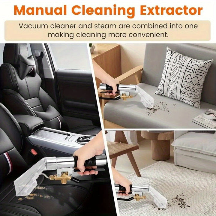 1 pieza de adaptador de vapor de acero inoxidable para aspiradora, accesorio para limpieza de autos, sofás y alfombras - Boquilla de vapor resistente a altas temperaturas con mango ergonómico, uso doméstico y para detalles de auto, acabado metálico elega