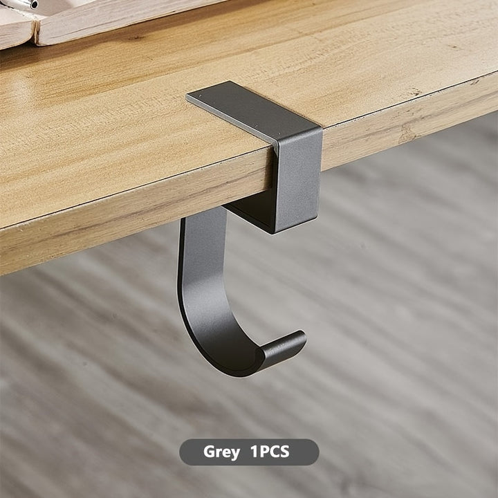 1pc Organizador de Ganchos para Escritorio de Aluminio - Colgador de Bolsas Sin Taladro con Diseño Antideslizante, y Blanco Elegante para Oficina o Estudiante (Uso Doméstico y Profesional), Solución de Almacenamiento de Bolsas, Fácil Instalación, Ganchos