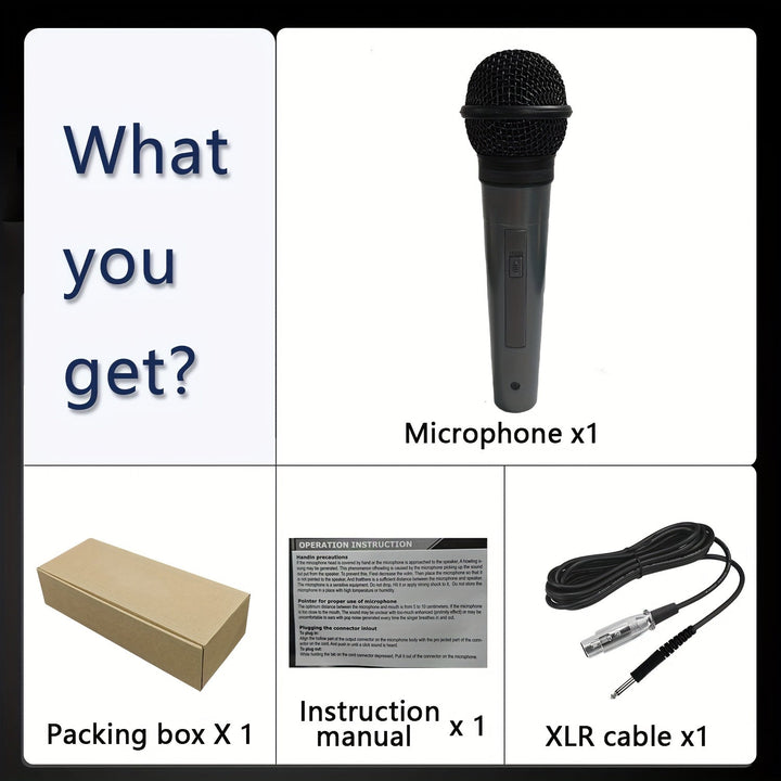 Micrófono con Cable Portátil para Karaoke, Canto e Instrumentos - Micrófono Dinámico Profesional de Alta Calidad y Uso Multifuncional