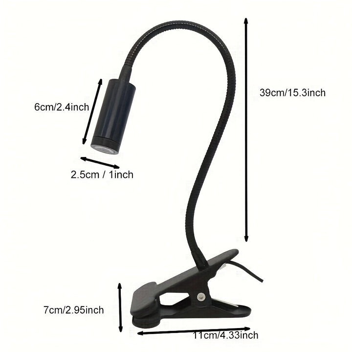 Lámpara de Escritorio con Clip LED USB Flexible con 3 Modos de Iluminación, 10 Niveles de Brillo Regulables, Cuello Ajustable y Sujeción para Cama, Residencia Universitaria o Estudio - Acabado Metálico Mate , Diseño Temático Espacial, Lámparas de Escrito