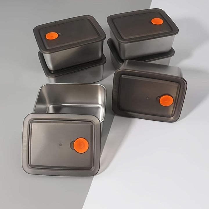 5pcs o 10pcs Cajas Bento de Acero Inoxidable con Tapas - Contenedores de Almacenamiento de Alimentos Profundos y a Prueba de Fugas para la Escuela, Oficina, Camping y Picnics - Apto para Horno, Forma Cuadrada, Lavado a Mano Recomendado