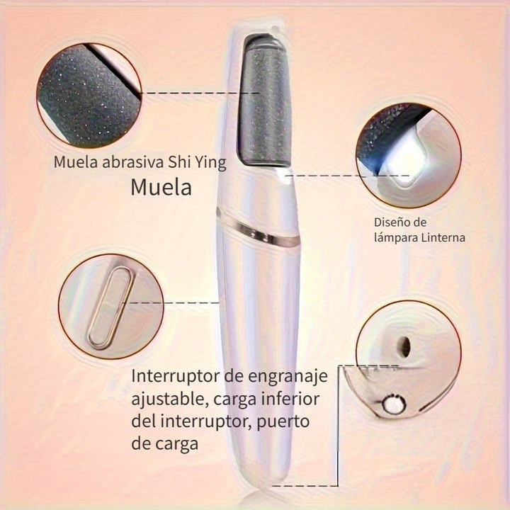Removedor Eléctrico Recargable & Herramienta de Pedicura - USB Recargable, 400mAh, Portátil - Incluye Molinillo y Lima para Uñas - Ideal para uso en casa y viajes, kit de pedicura portátil