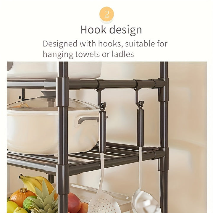 Carrito de cocina de 3 niveles con ruedas, estilo vintage, con estantes de almacenamiento de metal y plástico, diseño que ahorra espacio para tostadora de pan y almacenamiento de pequeños electrodomésticos, organizador de despensa de alimentos, fácil mon