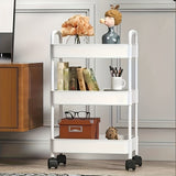Carrito organizador de 3 niveles con ruedas, versátil para cocina, oficina y hogar, estante de plástico blanco para padres y familia, carrito de almacenamiento para cocina