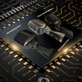 Microfono Vocal Dinámico Retro Clásico BT-55 - Negro, Aleación de Aluminio, Jack de 6.35mm, Ideal para Karaoke y Grabación, Fondo de Arte Mural Temático Musical Vibrante, Utilizado para Cantar en Karaoke, Estilo Retro
