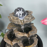 [Fuente de Sonido Natural de 3 Niveles] Fuente de Escritorio de Sonido Natural de 3 Niveles Alimentada por USB - Cascada de Resina para Decoración Relajante del Hogar y Oficina, Perfecta para Halloween, Bodas y Navidad