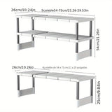 Estante de almacenamiento ajustable de acero inoxidable debajo del fregadero - Estante organizador de gabinete de cocina de un solo nivel/doble nivel, diseño no hueco, material de metal y plástico