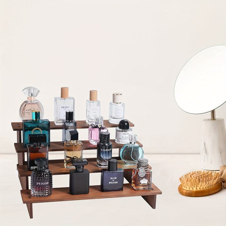 Estante de escalera retro - 2/3/4/5 niveles, madera sólida, estilo vintage, organizador de múltiples capas para joyas, perfumes y decoración del hogar, accesorio para la parte superior del tocador, decoración vintage | Estilo retro | Construcción de made