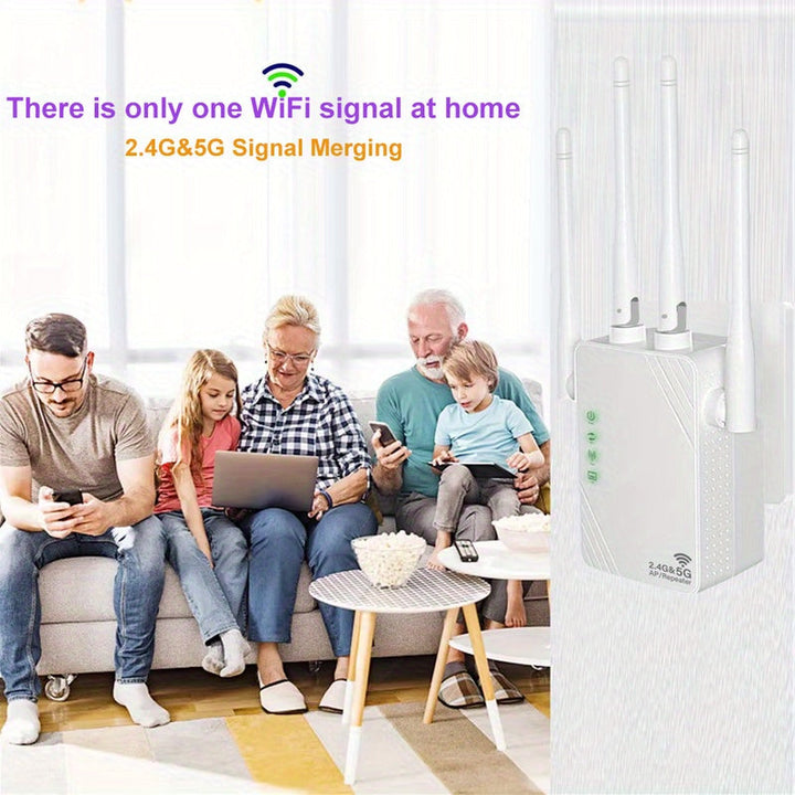 OURLIFE 1200m Repetidor inalámbrico de alta velocidad 2.4G+5G con doble banda, amplia cobertura, penetración de paredes y señal fuerte, adecuado para edificios de varios pisos, villas y oficinas.