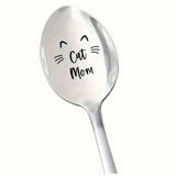 1 pieza, cuchara grabada de acero inoxidable, regalo para mujeres amantes de los gatos - Cuchara para mamá gata, regalo para amantes del café, té, postre, cereales - Regalo perfecto para cumpleaños, Navidad, Día de Acción de Gracias