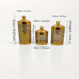 Pack de 3 Contenedores Herméticos para Alimentos de Lujo con Tapas Doradas y Cepillo de Limpieza - Plástico PET Libre de BPA, Recipientes Redondos de Gran Capacidad para Frutos Secos, Granos, Polvo de Cacao - Organización Elegante para Cocina y Despensa