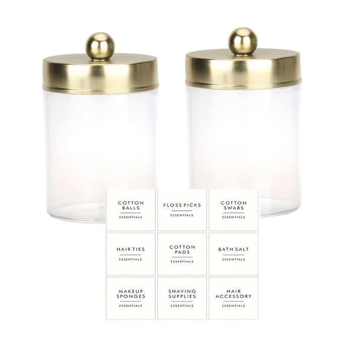 Dispensador de hisopos - Jarras de plástico de 8 oz para organizar maquillaje en el tocador, accesorios para baño, algodón, bolas, almohadillas y seda dental