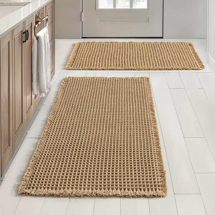 Alfombra suave para baño, diseño de tejido waffle, absorbente y antideslizante, ideal para baño, dormitorio, entrada, cocina o inodoro