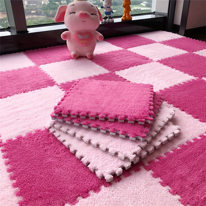 20pcs Azulejos de Alfombra Cuadrados Entrelazados - 29.97cm x 29.97cm Suave EVA & Poliéster, Lavable a Mano, Perfecto para Sala de Estar, Dormitorio y Decoración del Hogar, Estilo Ins, Cobertura Completa para Sofá, Rompecabezas