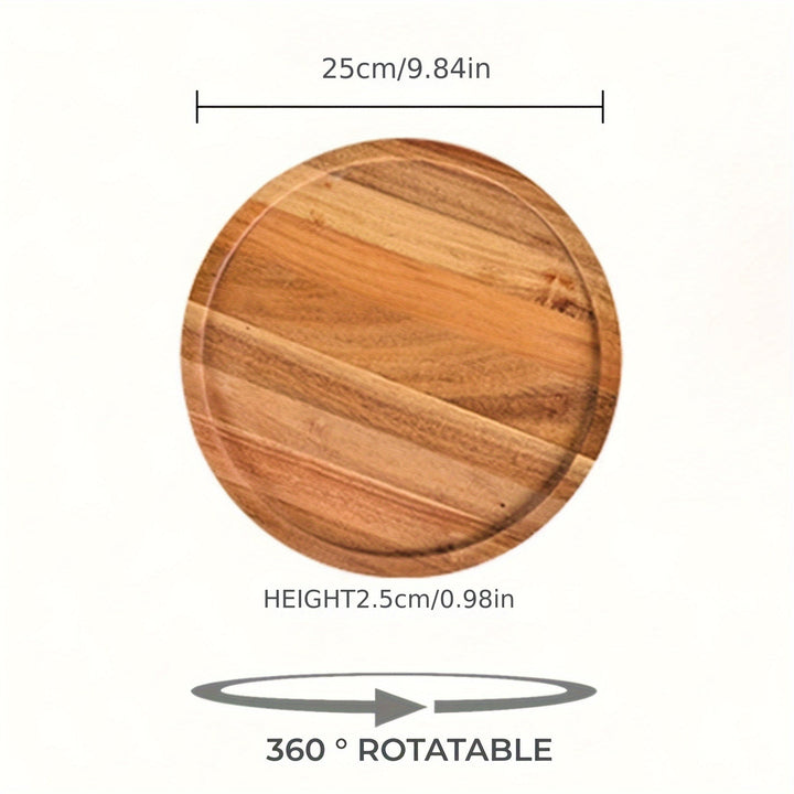 Soporte giratorio para pasteles de madera, plato rústico para condimentos de cocina, bandeja para joyas, plato para servir decoración del hogar, plato para desayuno, rotación de 360°, material de madera