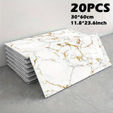 20/50 piezas de baldosas de pared de espuma autoadhesivas con patrón de mármol, impermeables, a prueba de aceite, fáciles de pelar y pegar, para decoración de baño, sala de estar, dormitorio, renovación de tienda, 23,62" x 11,81", papel tapiz de baño