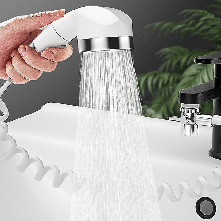 Rociador de Ducha Montado en Pared - Función Dual con Chorro Ajustable, Nebulización Fina para Salones de Peluquería y Hogar, Plástico Duradero e Acero Inoxidable, Blanco, Soporte para Rociador, Equipo para Barberías, Accesorio Moderno para Baño, Materia