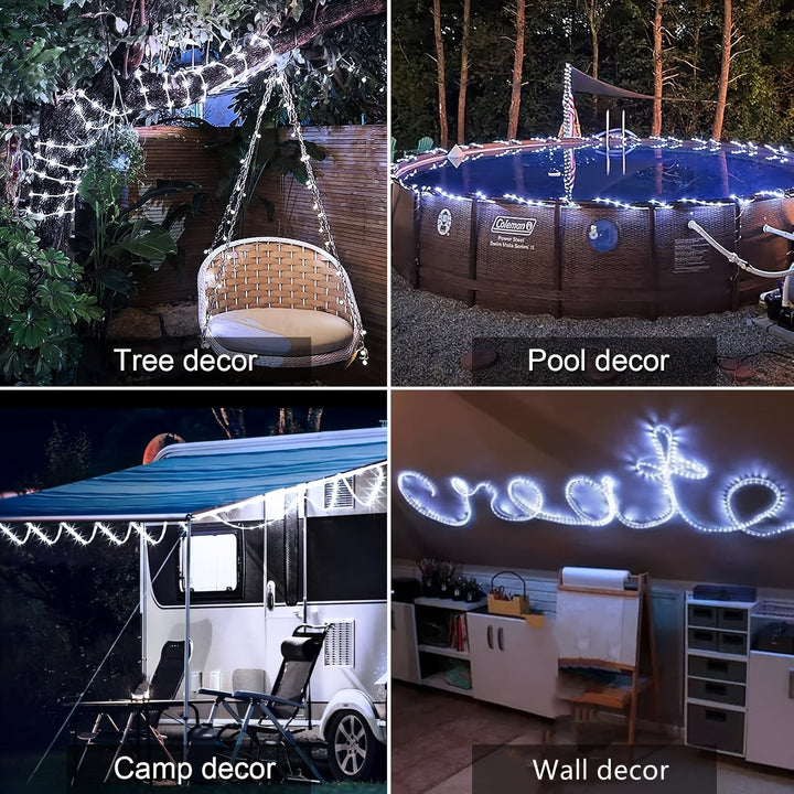 WELPUR Luces LED Solares de Hadas - Tira de Luz Solar IP44 de 22.0m/12.0m/7.0m con 8 Modos, 50/100/200 LEDs, Decoración Navideña para Jardín, Árbol, Barra y Restaurante, Ambiente Festivo, Construcción Duradera, Iluminación Cálida, Decoración Hogareña