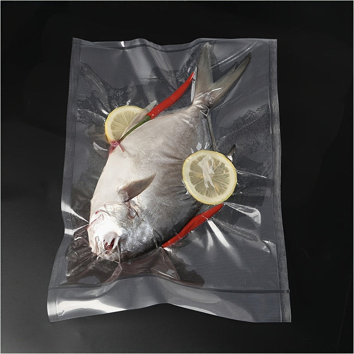 Bolsas de Almacenamiento de Alimentos Selladas al Vacío [Paquete de 5] - Diseño Texturizado en 5 Tamaños | Bolsas Congeladoras Extra Gruesas y Reutilizables para Carne, Verduras y Organización de Viajes | Sistema de Conservación Sin Aire | Esenciales par