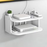 Organizador de pared de 2 niveles fácil de instalar, con gestión de cables, ideal para routers WiFi, decodificadores, etc. - No requiere taladro, 1 unidad