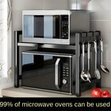 Un estante de almacenamiento de cocina ajustable de acero al carbono, soporte de microondas, estante de especias, estante organizador y estante de fregadero para encimeras y armarios de cocina, organizador y almacenamiento de cocina, accesorios de cocina